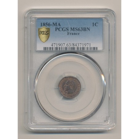 Napoleon III - Tête nue - 1 centime - 1856 MA Marseille - PCGS MS63BN