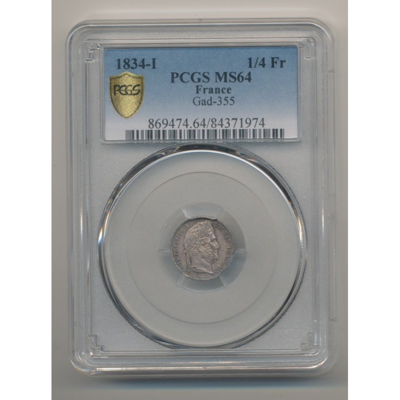 1/4 Franc Louis philippe I - 1834 I Limoges - PCGS MS64