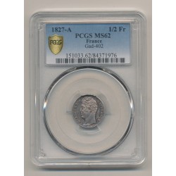 Charles X - 1/2 Franc - 1827 A Paris - PCGS MS62