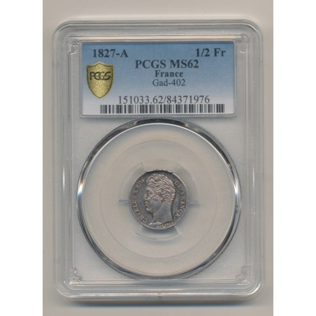 Charles X - 1/2 Franc - 1827 A Paris - PCGS MS62