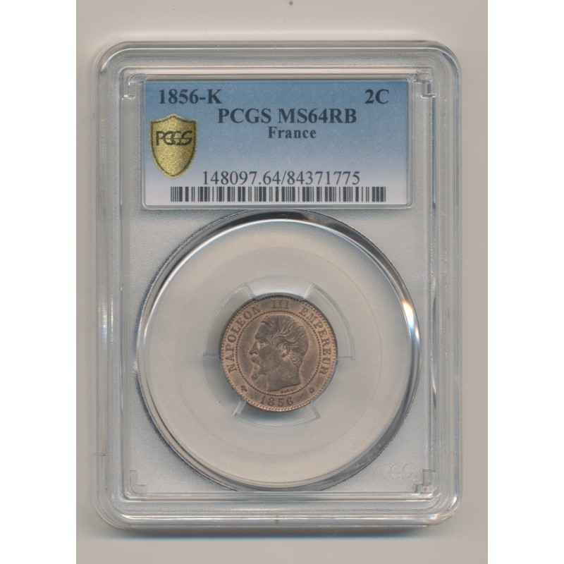 Napoléon III - Tête nue - 2 centimes - 1856 K Bordeaux - PCGS MS64RB