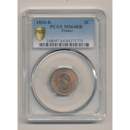 Napoléon III - Tête nue - 2 centimes - 1856 K Bordeaux - PCGS MS64RB