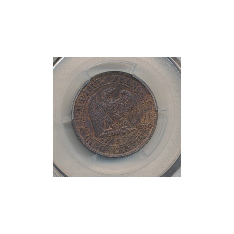 Napoléon III - Tête nue - 5 centimes - 1853 A Paris - PCGS MS63RB