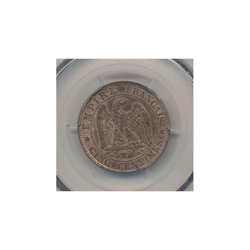 Napoléon III - Tête nue - 5 centimes - 1853 W Lille - PCGS MS64RB