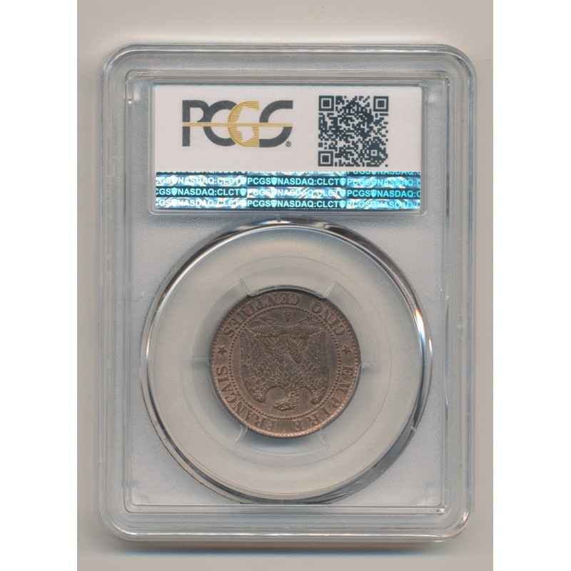Napoléon III - Tête nue - 5 centimes - 1856 A Paris - PCGS MS62RB