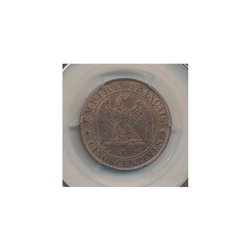 Napoléon III - Tête nue - 5 centimes - 1856 A Paris - PCGS MS62RB