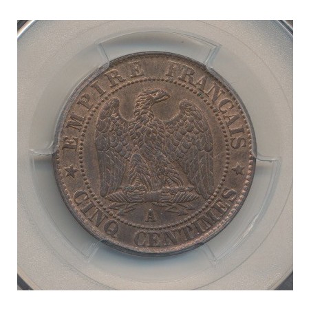 Napoléon III - Tête nue - 5 centimes - 1856 A Paris - PCGS MS62RB