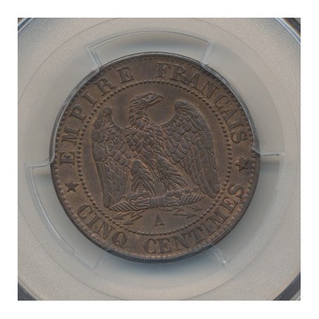 Napoléon III - Tête laurée - 5 centimes - 1863 A Paris - PCGS MS63BN