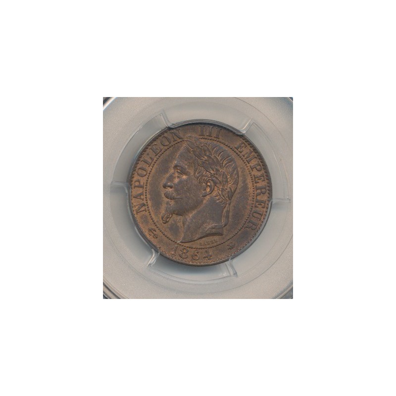 Napoléon III - Tête laurée - 5 centimes - 1864 A Paris - PCGS MS64RB