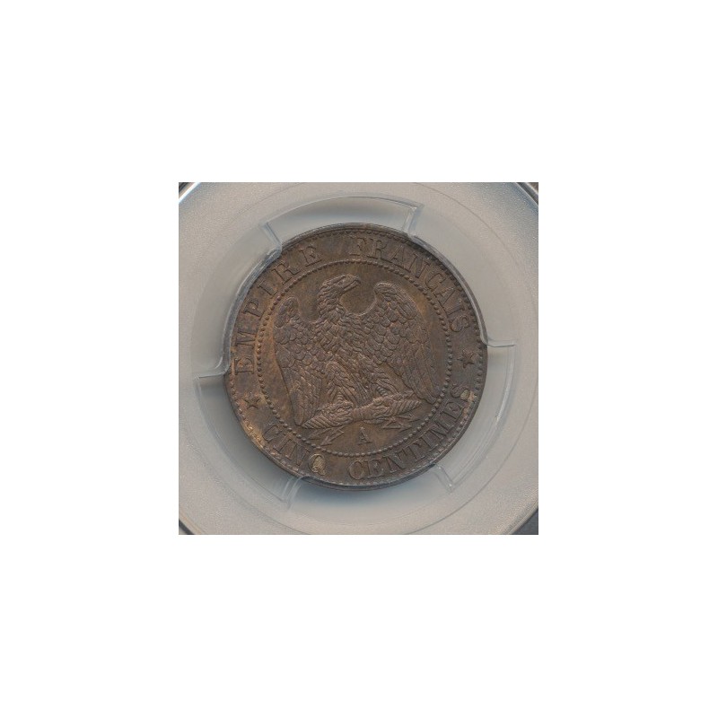 Napoléon III - Tête laurée - 5 centimes - 1864 A Paris - PCGS MS64RB