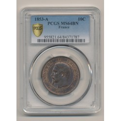 Napoléon III - Tête nue - 10 centimes - 1853 A Paris - PCGS MS64BN