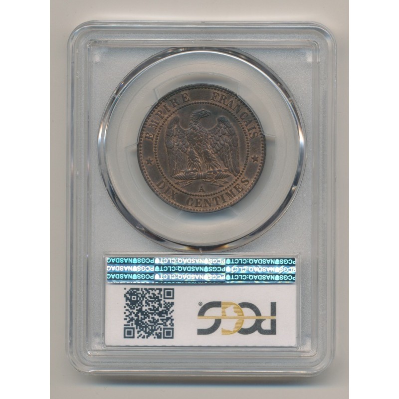 Napoléon III - Tête nue - 10 centimes - 1855 A Paris - PCGS MS63BN