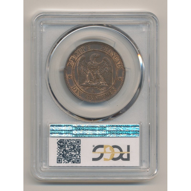 Napoléon III - Tête laurée - 10 centimes - 1863 A Paris - PCGS MS64BN