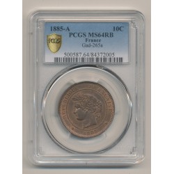 Cérès - 10 centimes - 1885 A Paris - PCGS MS64RB