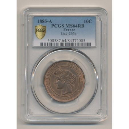 Cérès - 10 centimes - 1885 A Paris - PCGS MS64RB