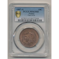 Cérès - 10 centimes - 1887 A Paris - PCGS MS63RB