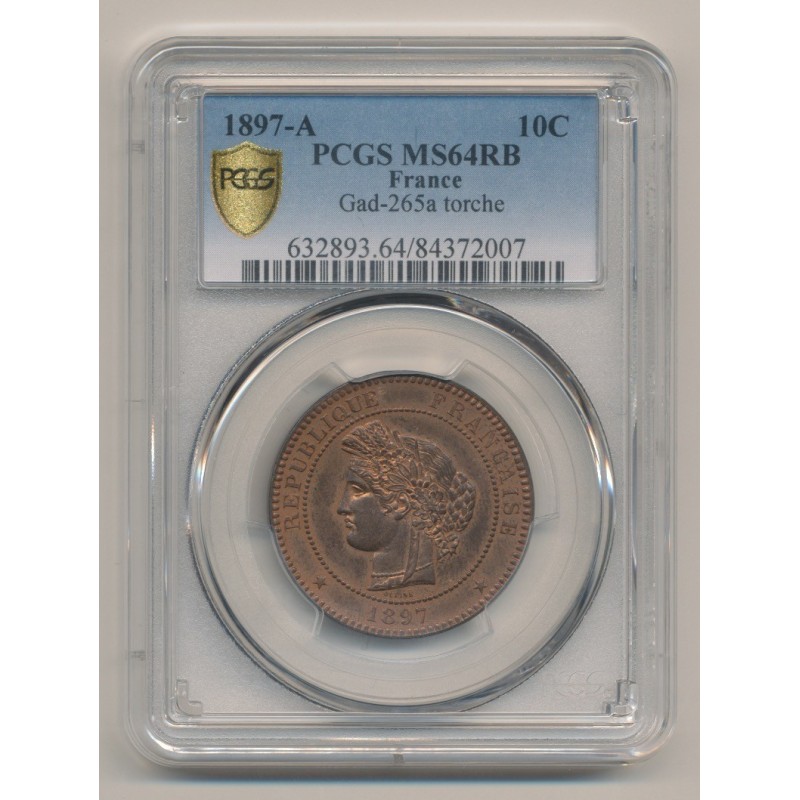Cérès - 10 centimes - 1897 A Paris - PCGS MS64RB