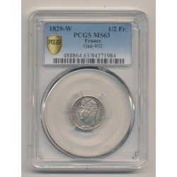 Charles X - 1/2 Franc - 1829 W Lille - PCGS MS63