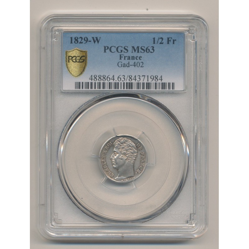 Charles X - 1/2 Franc - 1829 W Lille - PCGS MS63