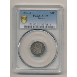 50 centimes Napoléon III - 1859 A Paris - Tête nue
