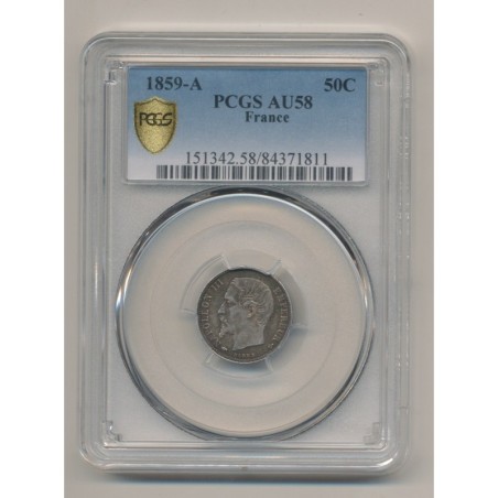 50 centimes Napoléon III - 1859 A Paris - Tête nue