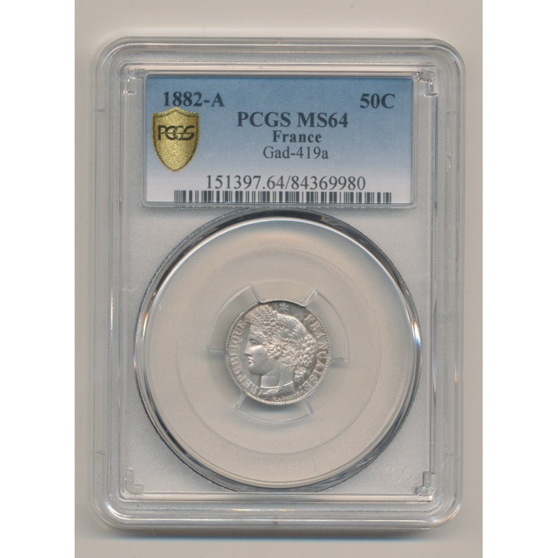 Cérès - 50 centimes - 1882 A Paris - PCGS MS64