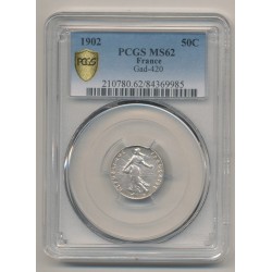 Semeuse - 50 Centimes - 1902 - PCGS MS62