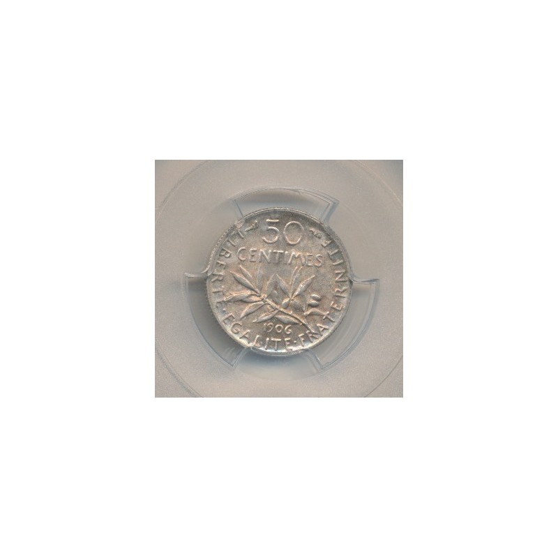 Semeuse - 50 Centimes - 1906 - PCGS AU58
