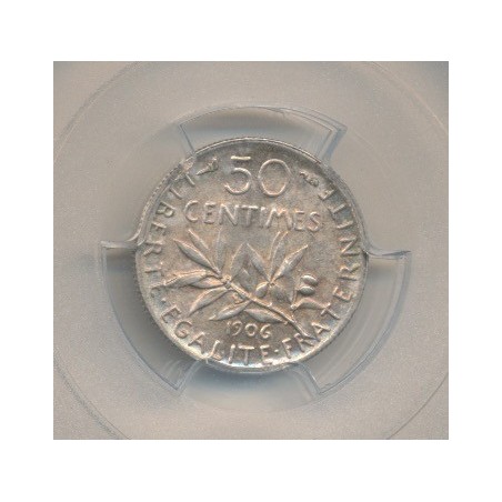 Semeuse - 50 Centimes - 1906 - PCGS AU58