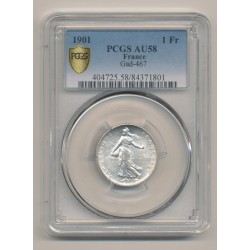 Semeuse - 1 Franc - 1901 - argent - AU58
