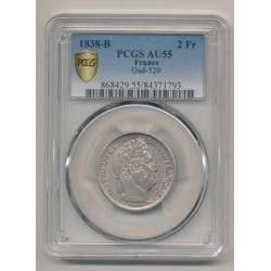 Louis philippe I - 2 Francs - 1838 B Rouen - PCGS AU55