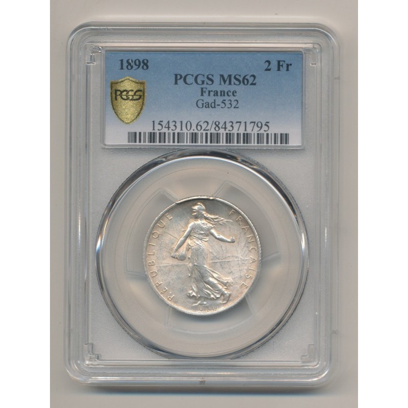 Semeuse - 2 Francs - 1898 - argent - PCGS MS62