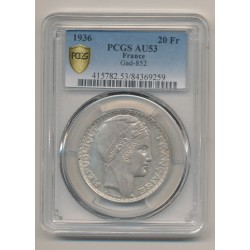 Turin - 20 Francs - 1936 - PCGS AU53