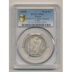 Module 10 Francs 1929 essai - essai d'alliage quaternaire - argent