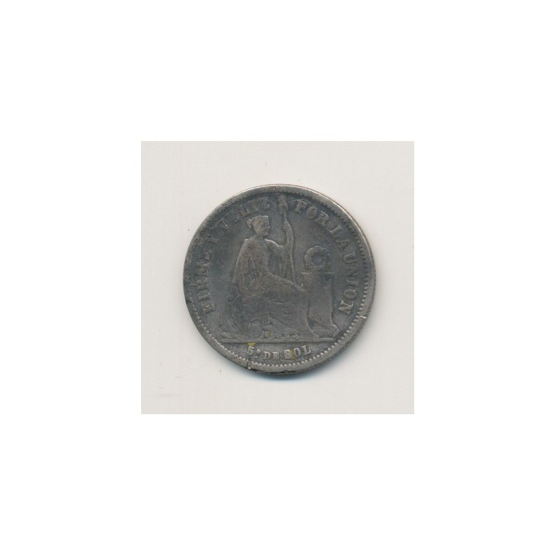 Pérou - 1/5 Sol - 1864 YB - argent