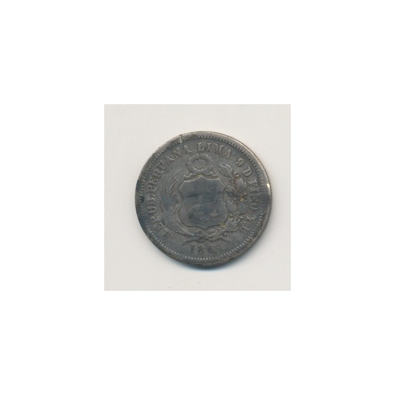 Pérou - 1/5 Sol - 1864 YB - argent