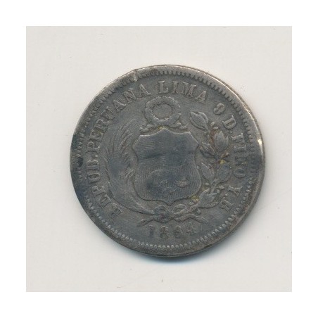 Pérou - 1/5 Sol - 1864 YB - argent