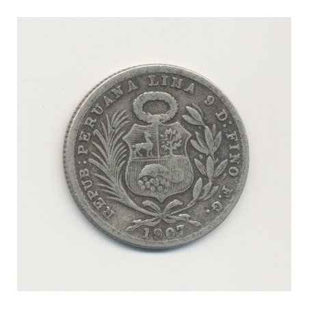 Pérou - 1/5 Sol - 1907 - argent