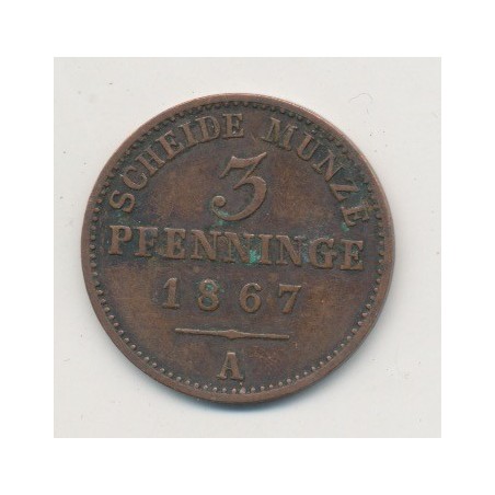 Allemagne - Prusse - 3 Pfennig - 1867 A