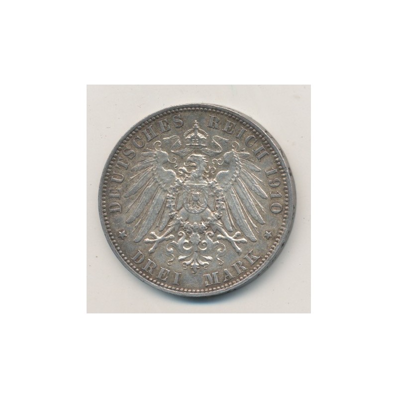Allemagne - Saxe - 3 Marks - 1910 E