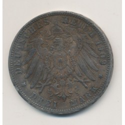 Allemagne - Wurtemberg - 3 Marks - 1909 F 2