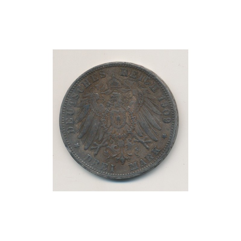 Allemagne - Wurtemberg - 3 Marks - 1909 F