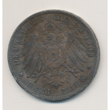 Allemagne - Wurtemberg - 3 Marks - 1909 F