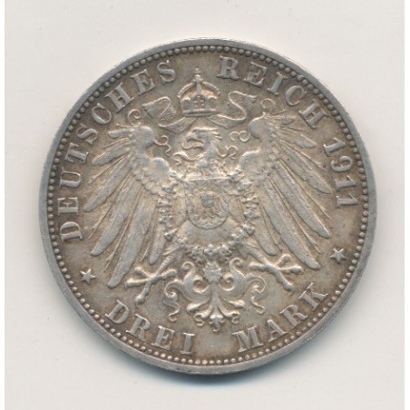 Allemagne - Wurtemberg - 3 Marks - 1911 F