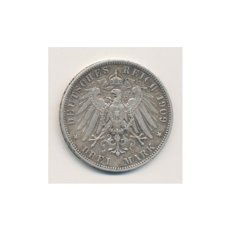 Allemagne - Wurtemberg - 3 Marks - 1909 F