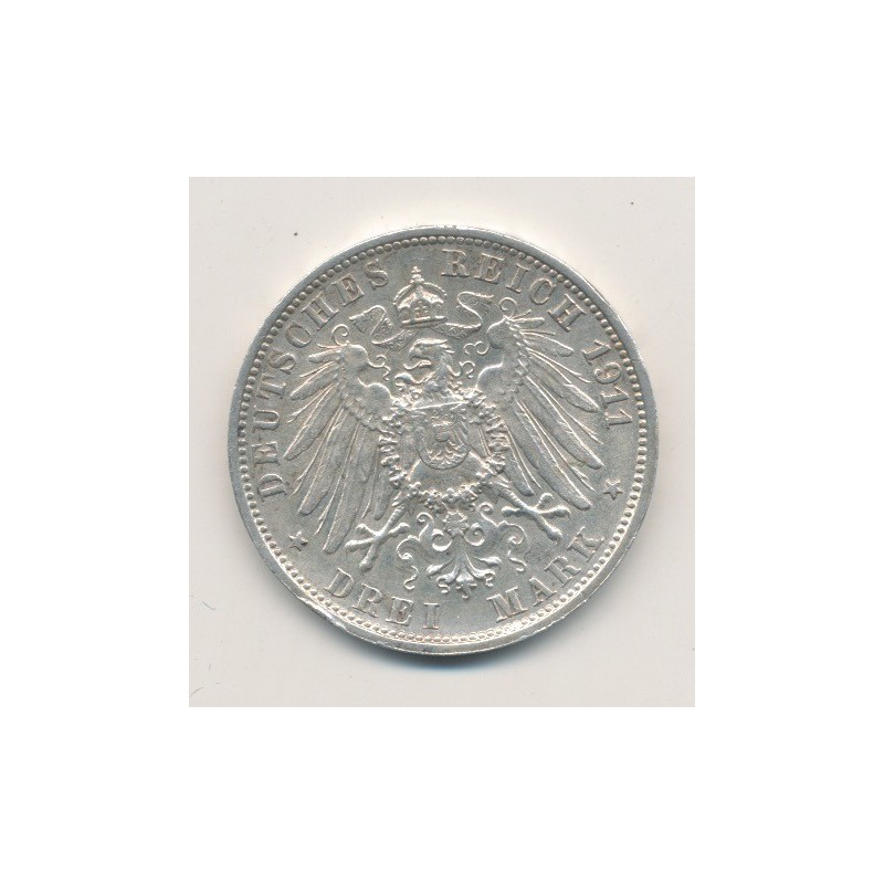 Allemagne - Wurtemberg - 3 Marks - 1911 F